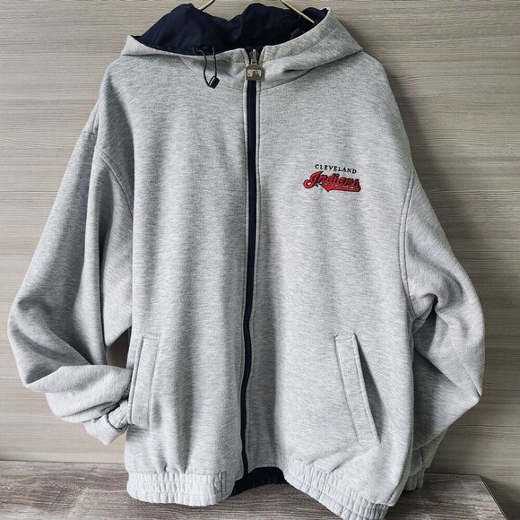 Puma Mens Vintage Cleveland Indians Reversible Jacket Y2k Wahoo Logo Blue Gray - Picture 10 of 16